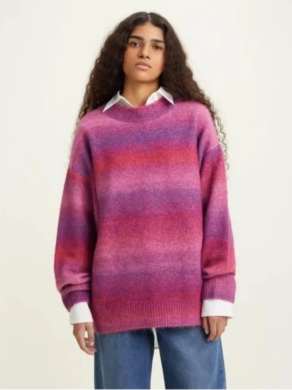 Levi's Women's Cloud Crewneck Marled Knit Cozy Sweater-Pretty in Pink